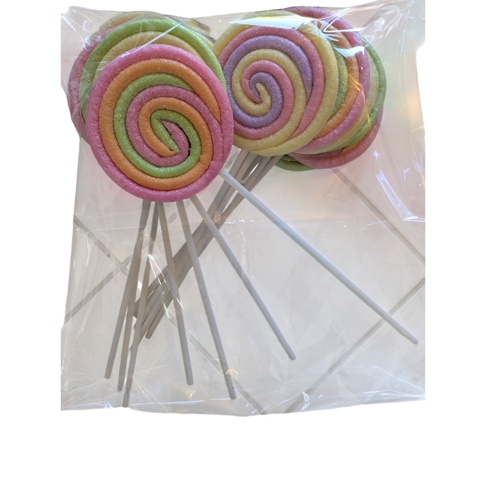 Pastel Swirl Lollipop Christmas Tree Ornaments Set of 12 Multicolor Glitter Foam